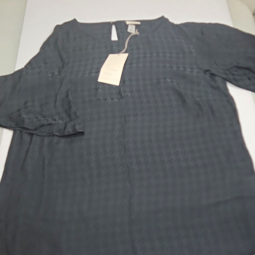 A New Day Women's Jacquard Short Sleeve Woven T-Shirt Black Size XS